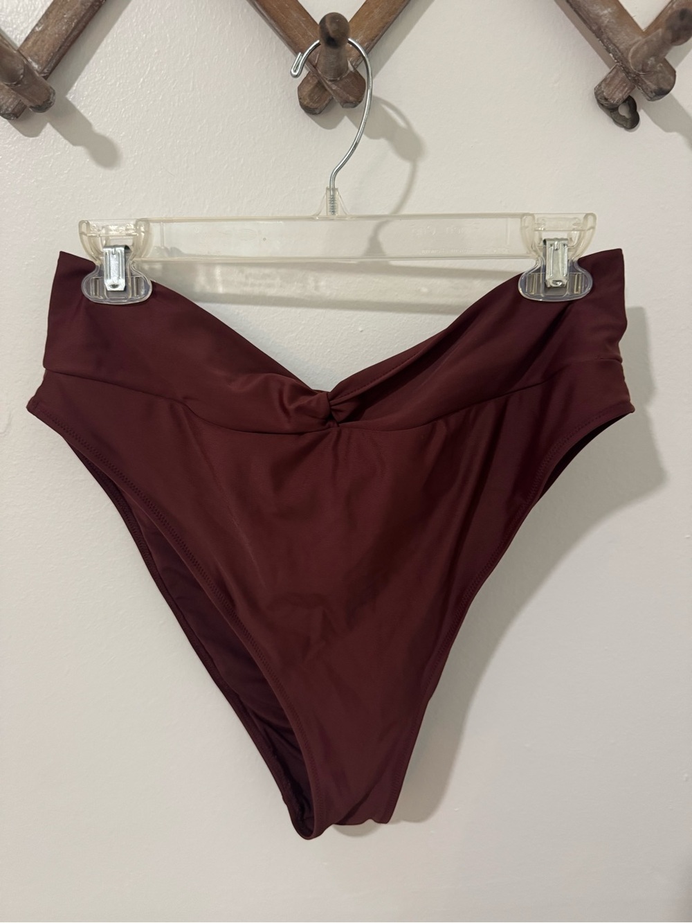 Aerie High-Waist Twist Bikini Bottom - Burgundy